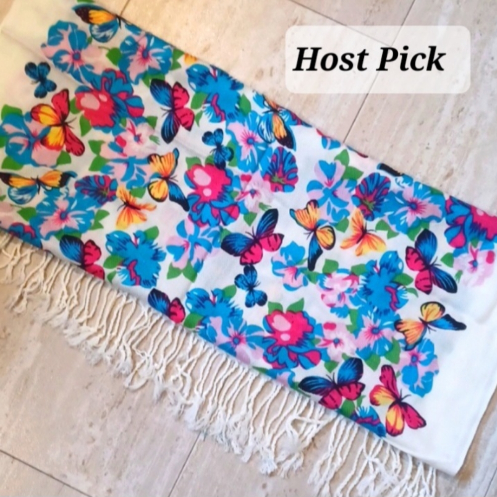 Pashmina Multi-Colored Butterfly π¦ Floral Over-Sized Shawl/Wrap - Picture 1 of 6